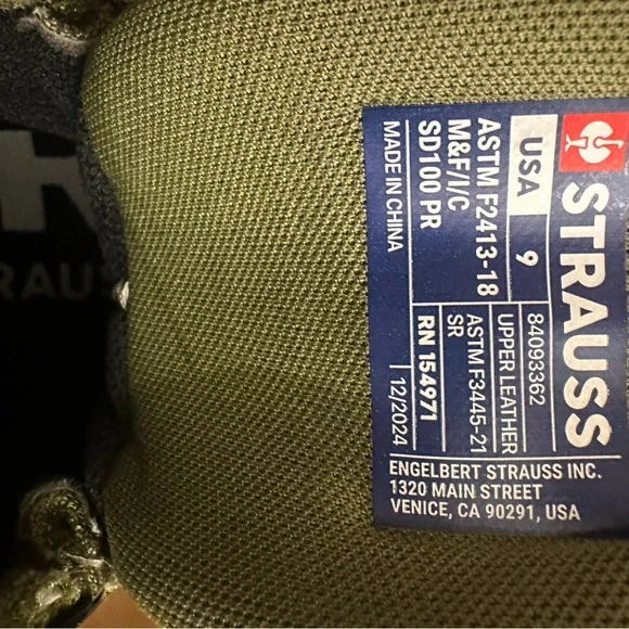 Strauss‎ Steel Toe murica mid safety toe work boot size 9